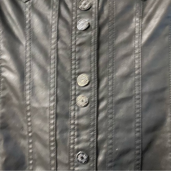 White House Black Market Coated Black Faux Leather Jacket Dress Size 2 - Picture 7 of 15
